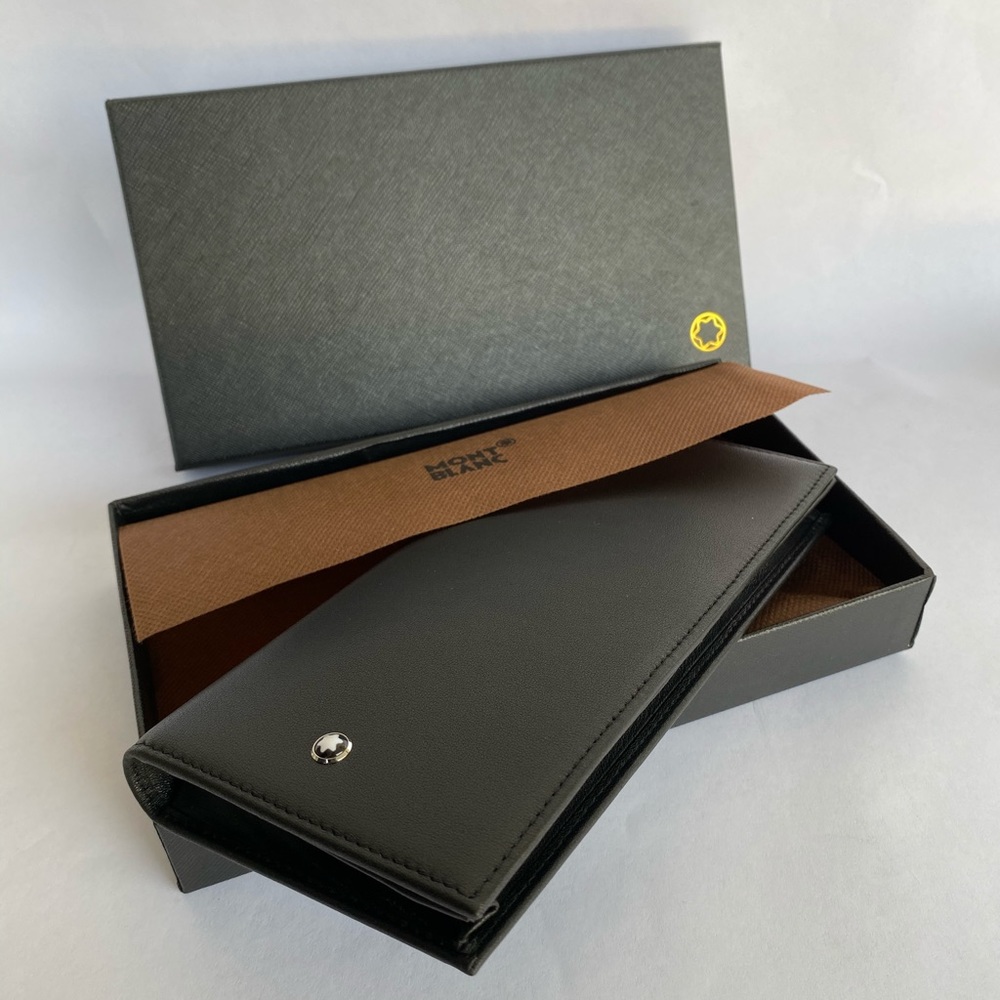 New Montblanc Black Leather Clutch / Wallet